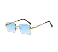 MUTYNE Polygon Occhiali da Sole Senza Montatura Donne Retro Snake Decorazione Clear Ocean Lens Eyewear Uomo Occhiali da Sole UV400 Shades, Sfumatura Blu, Taglia Unica