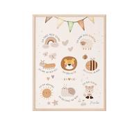Mutzauber Poster affermazione A4 A3 per cameretta dei bambini, ragazzi e ragazze, immagini per la cameretta dei bambini, motivo orsetto, animali, bambini, asilo, diversi motivi (A3 beige animali)