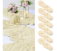 MUUKAIII 6 Pezzi Runner da Tavola Beige 90 x 300 cm Garza Boho Runner Moderno per Formaggio, Matrimoni, Nozze, Battesimo, Baby Shower, Vacanze, Feste