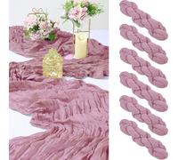 MUUKAIII 6 Pezzi Runner da Tavola Rosa 90 x 300 cm Garza Boho Runner Tavola Moderno Runner da Tavola per Formaggio per Matrimoni, Nozze Battesimo Baby Shower Vacanze Feste