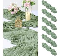 MUUKAIII Runner da Tavola Verde Salvia 90 x 300 cm - Garza Boho Moderno per Formaggio, Matrimoni, Nozze, Battesimo, Baby Shower, Vacanze e Feste