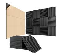 Muuoeou 24 Pezzi di Schiuma Acustica, Murali Autoadesivi Insonorizzati da 1 Pollice X 12 Pollici X 12 Pollici, per Pareti, Casa, Studio Facile Installazione Facile da Usare