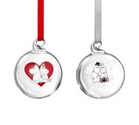 Muurla MOOMIN | Natale | Palline di vetro - Set di 2 | ⌀ 5 cm | Cuore/Fiocco di neve
