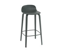 Muuto Visu Sgabello Bar con Base in Legno Verde Scuro H88,5