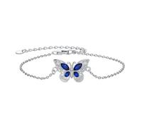MUUYON Bracciale da donna con farfalla in argento Sterling con cristalli blu, regalo di anniversario