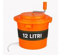 MUVELL Centrifuga per Insalata Professionale 12 Litri in plastica Arancione Ø 36 cm con Albero di Trasmissione protetto di Lunga Durata, Funzione di Blocco e Tubo di Scarico Ristorazione Ristorante