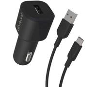 Muvit for change Caricabatteria da auto USB 12W + cavo 3A tipo C 1,2 m Nero