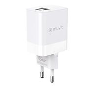 Muvit For Change Caricatore da Muro 1 USB 12W + 1 USB-C PD 45W Bianco