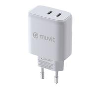Muvit For Change Caricatore da Muro 1 USB-C PD 45W + 1 USB-C PD 20W Bianco