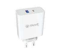 Muvit For Change Caricatore da Muro 1 USB QC 3.0 18W+1 USB-C PD 65W Bianco