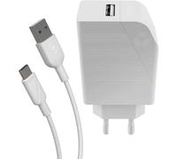 Muvit for Change Pack Caricatore USB 2.4A 12W + Cavo Type C 3A 1.2m Bianco