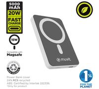 POWERBANK MUVIT MCCHP0006 - uscita USB-C, ricarica wireless, compatibile MagSafe 5000 mAh, Grigio, Bianco