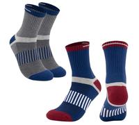 MUVONZI 2 Paia Calzini Trekking Uomo Traspiranti Anti Vesciche, calze ideali per Escursionismo Walking Hiking Montagna Caccia Trail Outdoors Sports(rojo azul y gris azul)