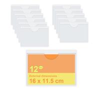 MUWINC Porta Etichette per Schede Trasparenti - 12 Pezzi Bustine PVC Trasparenti Autoadesive, per Abitazioni, Uffici, Archivi (16 x 11,5 cm)