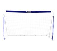 MUWO Porta da calcio in acciaio con rivestimento in tessuto 240 x 150 cm, resistente alle intemperie e per esterni, per cortile e giardino, per allenamento e amicizia (blu/bianco)