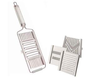 Muxel Gigant - Affettaverdure a 4 scomparti con 3 inserti aggiuntivi Affettatrice a V, taglio alla julienne e grattugia per Parmigiano.
