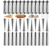 MUXHEL 36 stampi da forno Cannoli, stampi per rotoli di schiuma, stampi a forma di croissant, forma conica, tubi dritti, rotoli di panna, con spazzola per la pulizia, 12 x 2 cm