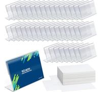 MUXHEL 60 mini supporti per cartelli in acrilico trasparente 6 x 9 cm mini espositore per cartelli in acrilico per etichette con nome del prezzo con 60 carte vuote porta etichette in acrilico per