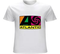 MUXIAOQI Atlantic Records Symbolic Coloful Logo Men's T Shirt Unisex Casual Graphic Tops White L