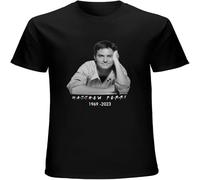 MUXIAOQI Fresh Grauitational Matthew Perry 1969-2023 Thank You for The Memories Men's T Shirt Unisex Short Sleeve Tops Black M