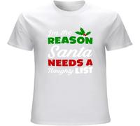 MUXIAOQI Funny Christmas I'm The Reason Santa Needs A Naughty List Men's T Shirt Unisex Tee White 3XL