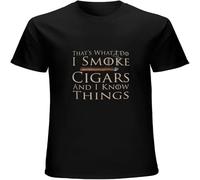 MUXIAOQI Funny Cigar That's What I Do I Smoke Cigars And I Know Things Men's T Shirt Unisex Tee Black 3XL