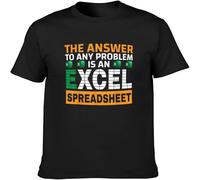 MUXIAOQI The Answer to Any Problem is an Excel Spreadsheet Tax Day T Shirt Graphic Unisex Tee Black L