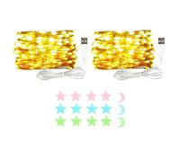 MUXIJIA 2 pezzi Luci LED a Stringa, 20LED 2M/6.56Ft Luci a Stringa USB per Esterno/Interno Impermeabili, adatte per camera da letto, cortile, matrimonio, Natale, fai da te, ecc. (bianco caldo)