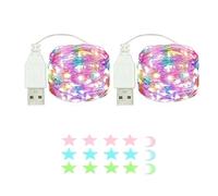 MUXIJIA 2 x luce stringa LED, 100 x LED 10M / 34Ft esterno/interno alimentatore USB impermeabile per camera da letto, cortile, matrimonio, Natale, fai da te, ecc. (multicolore)