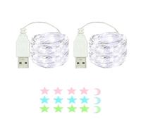 MUXIJIA 2 x luce stringa LED, 100 x LED 10M / 34Ft esterno/interno alimentatore USB impermeabile per camera da letto, cortile, matrimonio, Natale, fai da te, ecc. (Bianco)