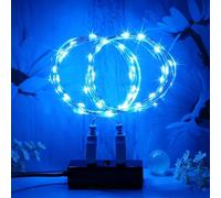 MUXIJIA 2 x luce stringa LED, 20 x LED 2M / 6.6Ft esterno/interno alimentatore USB impermeabile per camera da letto, cortile, matrimonio, Natale, fai da te, ecc. (Blu)