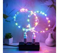 MUXIJIA 2 x luce stringa LED, 20 x LED 2M / 6.6Ft esterno/interno alimentatore USB impermeabile per camera da letto, cortile, matrimonio, Natale, fai da te, ecc. (multicolore)