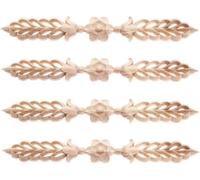 MUXSAM 4pcs Legno Intagliato Rotondo Applique Retro Decalcomania di scultura Onlay Cornice Mobili Artigianato Decorazione DIY Vintage 24,5x3,5cm
