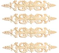 MUXSAM 4pcs Non Verniciato in Legno Intagliato Rotondo Applique Retro Decalcomania di Scultura Onlay Telaio Mobili Artigianato Decorazione DIY Vintage 33x6cm