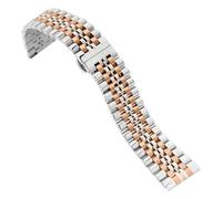 MUXUMAO Cinturino for orologio a sette grani da 20 mm e 22 mm, cinturino universale in acciaio inossidabile, sportivo, business, regolabile(Silver rose,20mm)