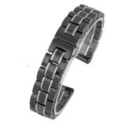 MUXUMAO Cinturino for orologio in acciaio inossidabile e ceramica da 14/15/16/17/18/19 mm, bracciale universale for orologio da donna a sgancio rapido(Black silver,16mm)