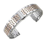 MUXUMAO Cinturino universale di ricambio in acciaio inossidabile, cinturino a sgancio rapido a sette perle for uomo, 12/14/16/18/20/22/24 mm(Silver rose,19mm)