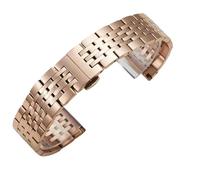 MUXUMAO Cinturino universale di ricambio in acciaio inossidabile, cinturino a sgancio rapido a sette perle for uomo, 12/14/16/18/20/22/24 mm(Rose gold,21mm)