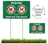 MUXYH Cartello double-face con scritta "No Peeing and No Pooping Dog", "Please Be Respectful, Keep Off The Grass, All Metal Construction Yard Sign", 30,5 x 22,9 cm, con lunghi pali in metallo,