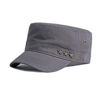 MUYAN Cappello Militare da Donna/Uomo Cotone Urban Berretto con Visiera Cappellino da Baseball Flat Top Militare Cadet cap (Grigio)