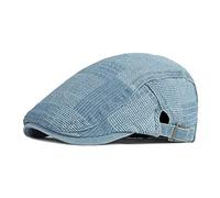 MUYAN Uomo Vintage Piatto Berretto in Cotone Denim Lavato Berretto Baschi Scozzesi Sole Esterno Cappelli Strillone Cappellini Guida Casual retrò in Stile Britannico (#Blu)