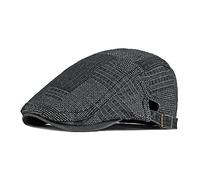 MUYAN Uomo Vintage Piatto Berretto in Cotone Denim Lavato Berretto Baschi Scozzesi Sole Esterno Cappelli Strillone Cappellini Guida Casual retrò in Stile Britannico (#Nero)