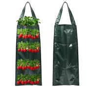 MUYAPAY 2 Pezzi Sacchi per Piante Fragole, Sacco per Piantare Fragole da Appendere, Sacchetti Cilindrici Sospesi con 8 Fori, per Coltivazione Piantare Verdure Fiori Fragole a Casa Giardino (Verde)