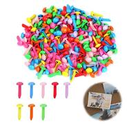 MUYAPAY 200 Pezzi Fermacampioni Piccoli, Ferma Fogli, Piccoli Fermacampioni Rotondi in Metallo, Chiodi ad Angolo a Due Gambe per Scrapbooking, Lettere Clip, Decorazioni Artigianali (Colore)