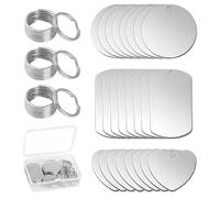 MUYAPAY 24 Pezzi Arghette Grezze in Acciaio Inossidabile Rotonde/Rettangolari/Forma di Cuore, Ciondolo in Acciaio Inossidabile, Medaglia per Cane ed Chat Incisioni, Ciondoli Grezzi per Collane DIY