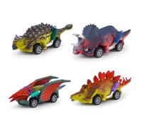 MUYAPAY 4 Dinosauro Giocattolo, Auto Dinosauri per Bambini, Giocattolo Dinosauri Jurassic World, Giocattoli Bambino, Regalo di Compleanno di Pasqua di Natale per Ragazze Ragazzi di 2 3 4 5 6 7 8 Anni