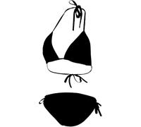 MUYAPAY Pantaloncini di Bikini String Tanga Sexy Sottoveste Bagno con Nastri Laterali Costume Donna Sexy Triangolo Bikini Due Pezzi Costumi Mare Halterneck Swimwear String Vita Alta Nero