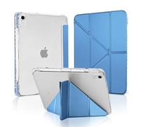 MuyDoux Custodia per iPad A16 11" 2025/ iPad 10ª Gen 10,9 Pollici 2022 con Portapenna, Supporto Verticale e Orizzontale 5 Angoli Pieghevoli, Cover Retro Trasparente Antigiallo Antiurto, Blu Scuro