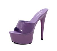 MUYEY 15 Cm Tacchi Alti Donna Sexy Piattaforma Pole Dance Sandali Stripper Discoteca Party Dance Sandali Piattaforma Large Size Unisex,Viola,35