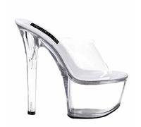 MUYEY 17CM/6.69 in Pantofole Fondo Trasparente Piattaforma Tacco Alto Stripper Sexy Lap Pole Dancing, per Discoteca Pole Dance Show Plus Size Unisex,Clear,36 EU